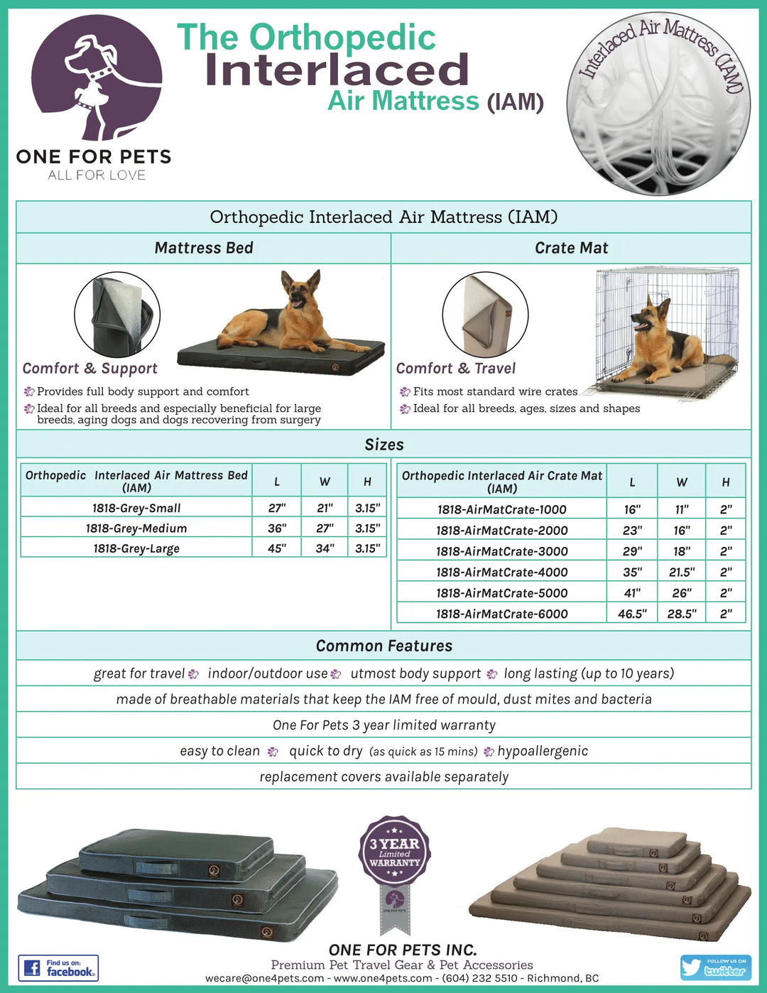 Orthopedic Interlaced Air Crate Mat One for Pets